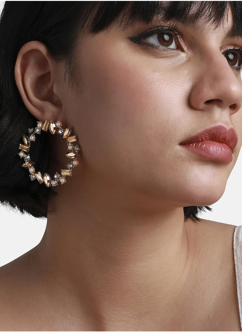 SOHI Gold Crystal Hoop Earrings