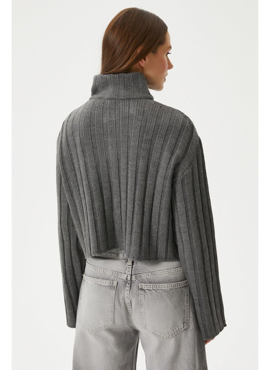 Ritnice - Women's Clean Zippered Anthracite Knitwear Cardigan - Image 1
