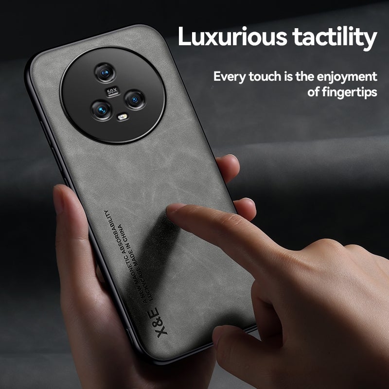 HuHa Case Cover For Honor Magic5 / Magic5 Pro Lamba Skin Feel Magnetic Leather Phone Case(Light Grey) - Image 5