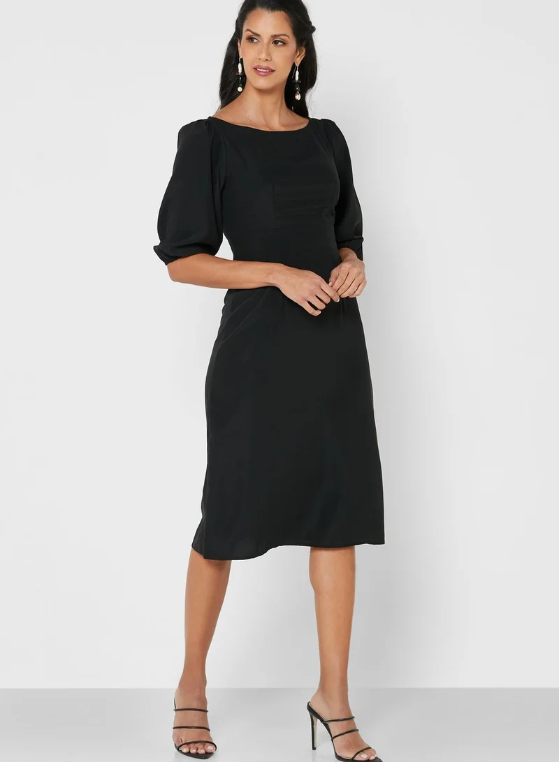 ELLA Mesh Sleeve Ruffle Dress