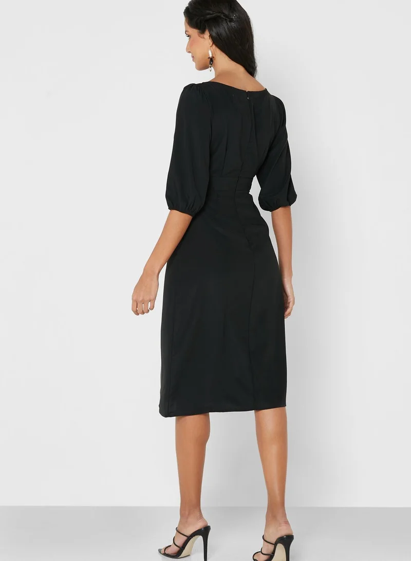 ELLA Mesh Sleeve Ruffle Dress