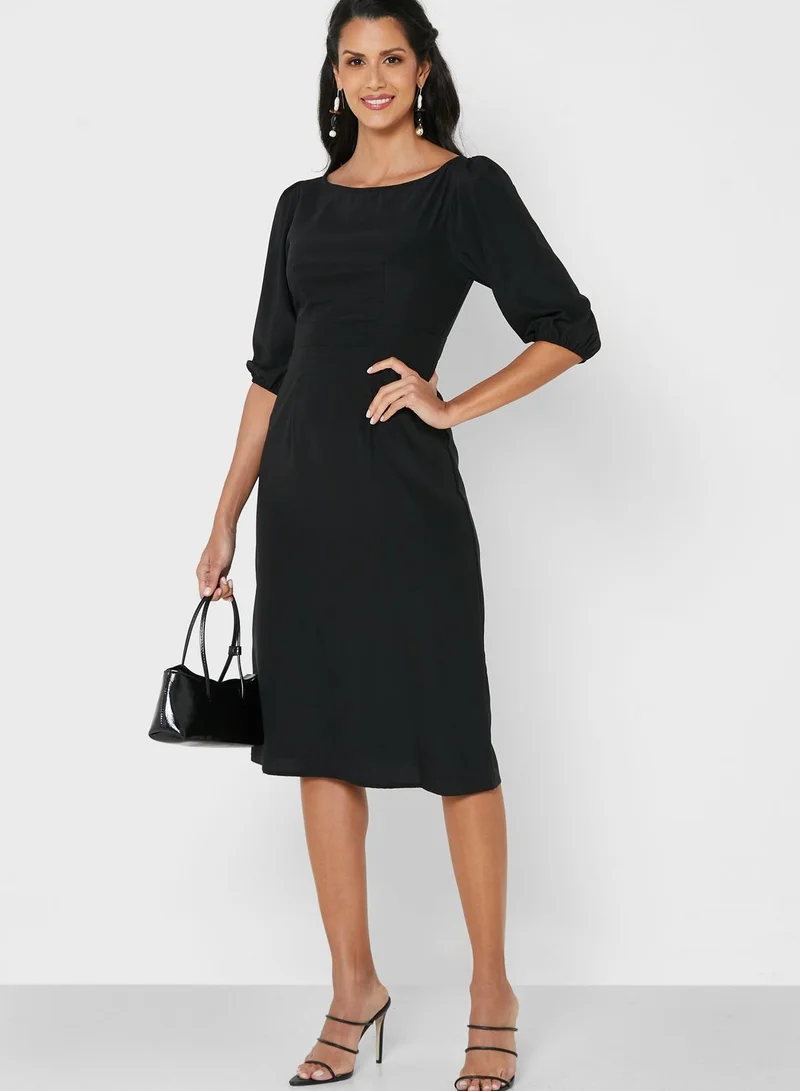 ELLA Mesh Sleeve Ruffle Dress