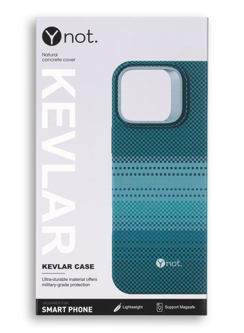 YNOT MagSafe Carbon Fiber Kevlar Protective Case with Camera Holder for iPhone 15 Pro - Turquoise - Image 4