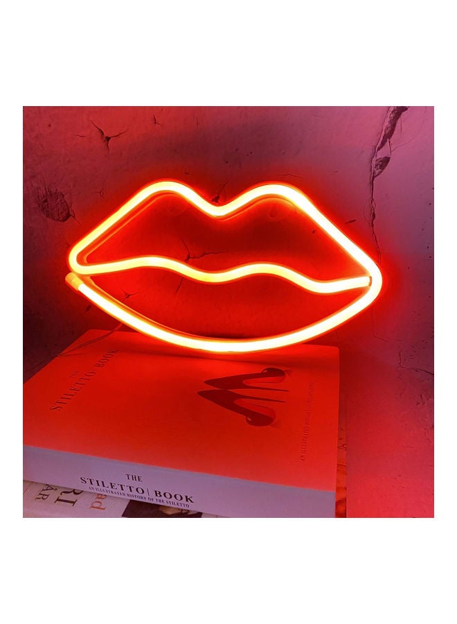 مصباح نيون بإضاءة LED على شكل شفاه أحمر 26x14سم - Image 5