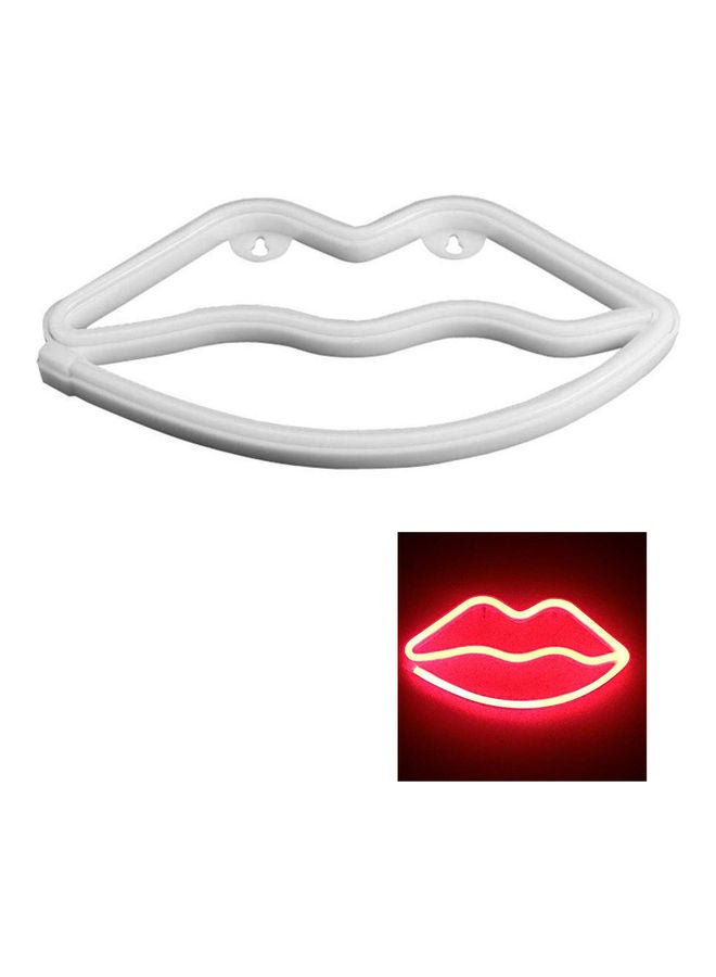 مصباح نيون بإضاءة LED على شكل شفاه أحمر 26x14سم - Image 2