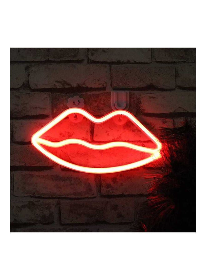 مصباح نيون بإضاءة LED على شكل شفاه أحمر 26x14سم - Image 1