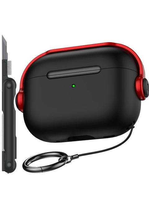 Air Pods Pro Case 2Nd 1St Generation 2023 2022 2019 With Secure Lock Music Headset Protective Case With Cleaning Kit Compatible With Air Pods Pro Case Black And Red