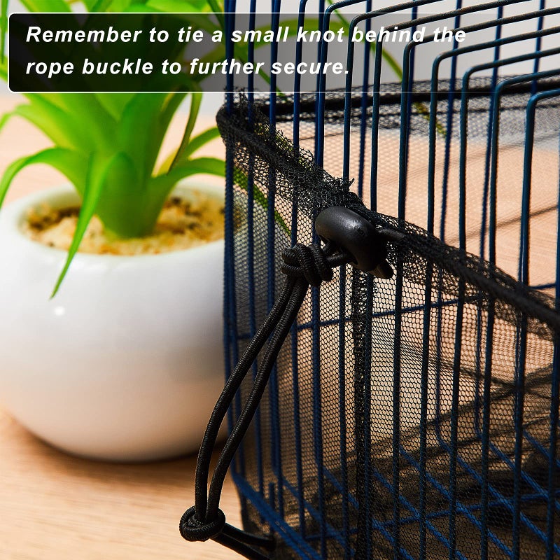 Shappy Large Bird Cage Seed Catcher,Bird Cage Cover Net Skirt Guard,Adjustable Soft Airy Mesh Net for Parrot Parakeet Macaw(59.8 x 39.4 Inch/ 152 x 100 cm,Black) - Image 4