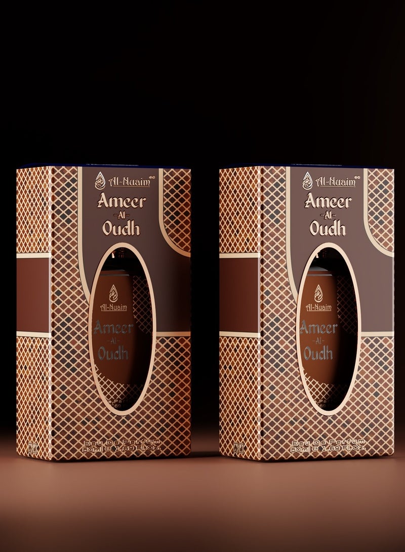 Al Nuaim Al-Nuaim Ameer Al Oudh Eau De Parfum for Men & Women - Pack of 2 (50ml Each) | EDP Perfume | Long Lasting & Luxury Fragrance - Image 1