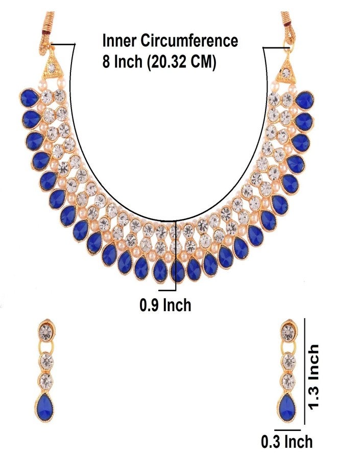 Efulgenz Crystal Choker Indian Jewelry Sets for Women Cubic Zirconia CZ Crystal Choker Necklace Drop Dangle Earrings Set Bollywood Wedding Jewellery - Image 5
