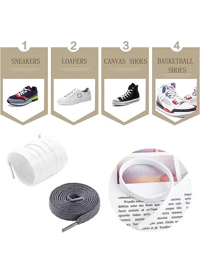 4 أزواج من حُلي أربطة الأحذية مع 4 أزواج من أربطة الأحذية الرياضية المسطحة بطول 120 سم - Image 2