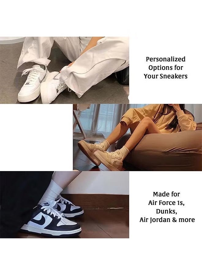 4 أزواج من حُلي أربطة الأحذية مع 4 أزواج من أربطة الأحذية الرياضية المسطحة بطول 120 سم - Image 3