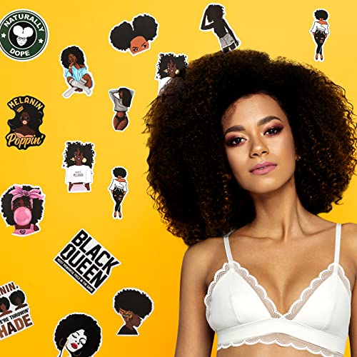 Zonon 100 Pieces Melanin Stickers Black Girl Pop Singer Laptop Decal for Computer Water Bottles Skateboard Graffiti Patches, Trendy Waterproof Vinyl Stickers for Teens(Stylish) - Image 3