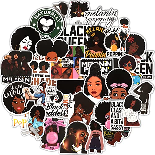 Zonon 100 Pieces Melanin Stickers Black Girl Pop Singer Laptop Decal for Computer Water Bottles Skateboard Graffiti Patches, Trendy Waterproof Vinyl Stickers for Teens(Stylish) - Image 1
