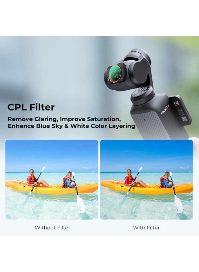 K&F Concept Magnetic ND CPL Filters Set for DJI Osmo Pocket 3 Creator Combo -3 Pack(CPL+ND4+ND8), Multi-Coated Top Optical Glass Light Reduction Polarizer Filter  - Image 4