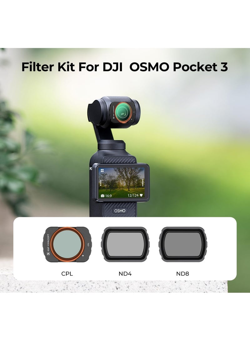 K&F Concept Magnetic ND CPL Filters Set for DJI Osmo Pocket 3 Creator Combo -3 Pack(CPL+ND4+ND8), Multi-Coated Top Optical Glass Light Reduction Polarizer Filter  - Image 3