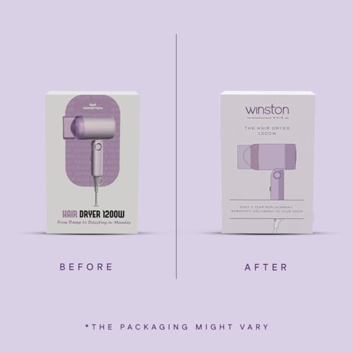 WINSTON Ionic Foldable Hair Dryer - 1200W | Compact, Foldable, and Damage-Free Drying Blow Dryer with Low Noise & Overheat Protection - 1 Year Warranty (Purple) - Image 5