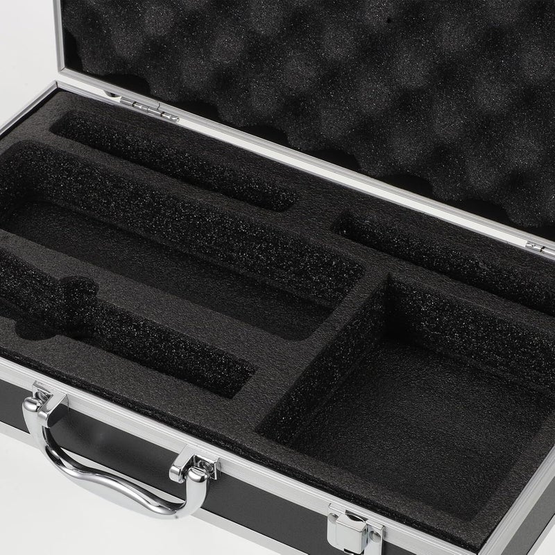 Professional Sound Card and Microphone Storage Case with Foam Padding, Portable Black Aluminum Mic Organizer Box for Live Streaming and Travel - Image 3