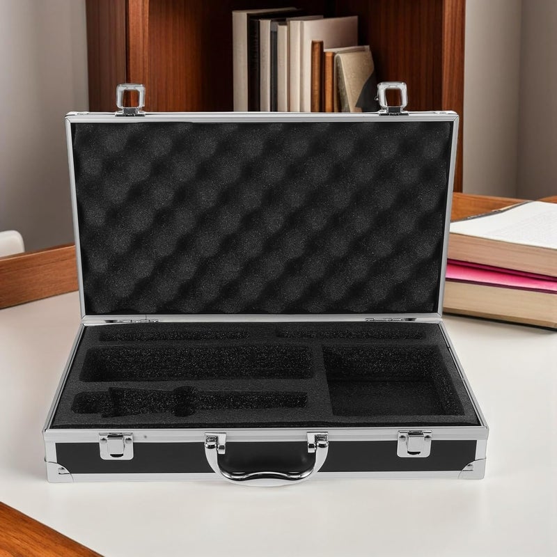 Professional Sound Card and Microphone Storage Case with Foam Padding, Portable Black Aluminum Mic Organizer Box for Live Streaming and Travel - Image 5