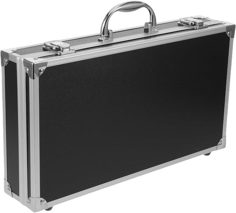Professional Sound Card and Microphone Storage Case with Foam Padding, Portable Black Aluminum Mic Organizer Box for Live Streaming and Travel - Image 1