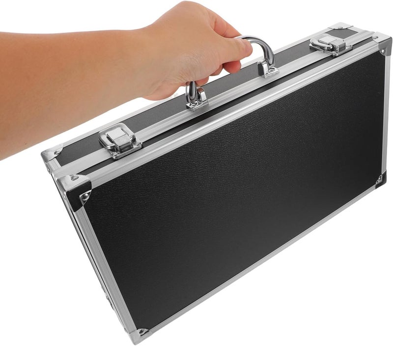 Professional Sound Card and Microphone Storage Case with Foam Padding, Portable Black Aluminum Mic Organizer Box for Live Streaming and Travel - Image 4