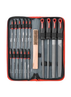 Hi-Spec Hi-Spec 17 Piece Metal Hand & Needle File Tool Kit Set. Large & Small Mini T12 Carbon Steel Flat, Half-Round, Round & Triangle Files. Complete in a Zipper Case with a Brush  - Image 1