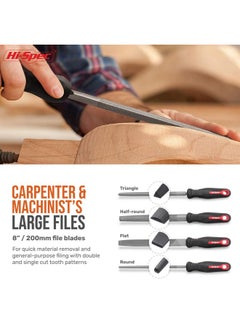 Hi-Spec Hi-Spec 17 Piece Metal Hand & Needle File Tool Kit Set. Large & Small Mini T12 Carbon Steel Flat, Half-Round, Round & Triangle Files. Complete in a Zipper Case with a Brush  - Image 3