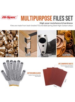 Hi-Spec Hi-Spec 17 Piece Metal Hand & Needle File Tool Kit Set. Large & Small Mini T12 Carbon Steel Flat, Half-Round, Round & Triangle Files. Complete in a Zipper Case with a Brush  - Image 5