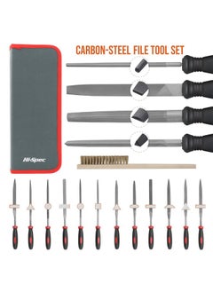 Hi-Spec Hi-Spec 17 Piece Metal Hand & Needle File Tool Kit Set. Large & Small Mini T12 Carbon Steel Flat, Half-Round, Round & Triangle Files. Complete in a Zipper Case with a Brush  - Image 2