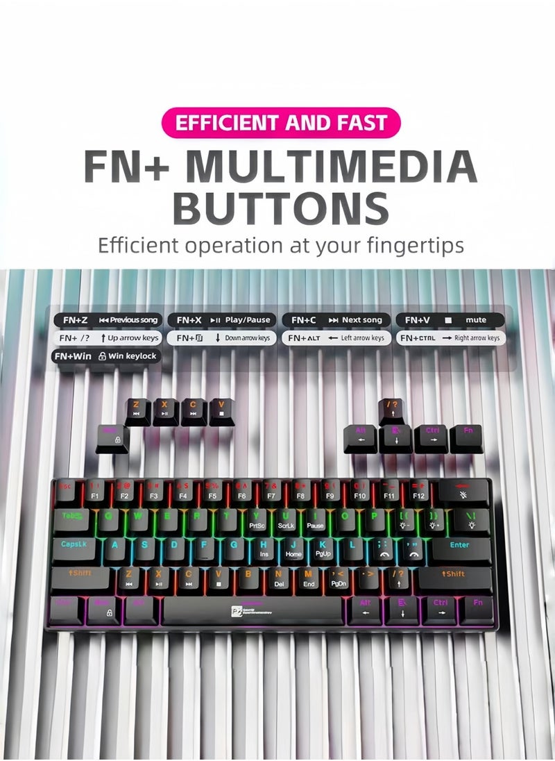 R8 - 61 Keys Tan Switch Mechanical Gaming Keyboard 60% Mini Wired Waterproof Backlit Silent White RGB Color Suitable for PC/Ps4/Xbox Gamers - Image 1
