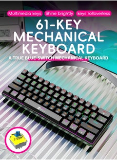 R8 61 Keys Tan Switch Mechanical Gaming Keyboard 60% Mini Wired Waterproof Backlit Silent White RGB Color Suitable for PC/Ps4/Xbox Gamers  - Image 3