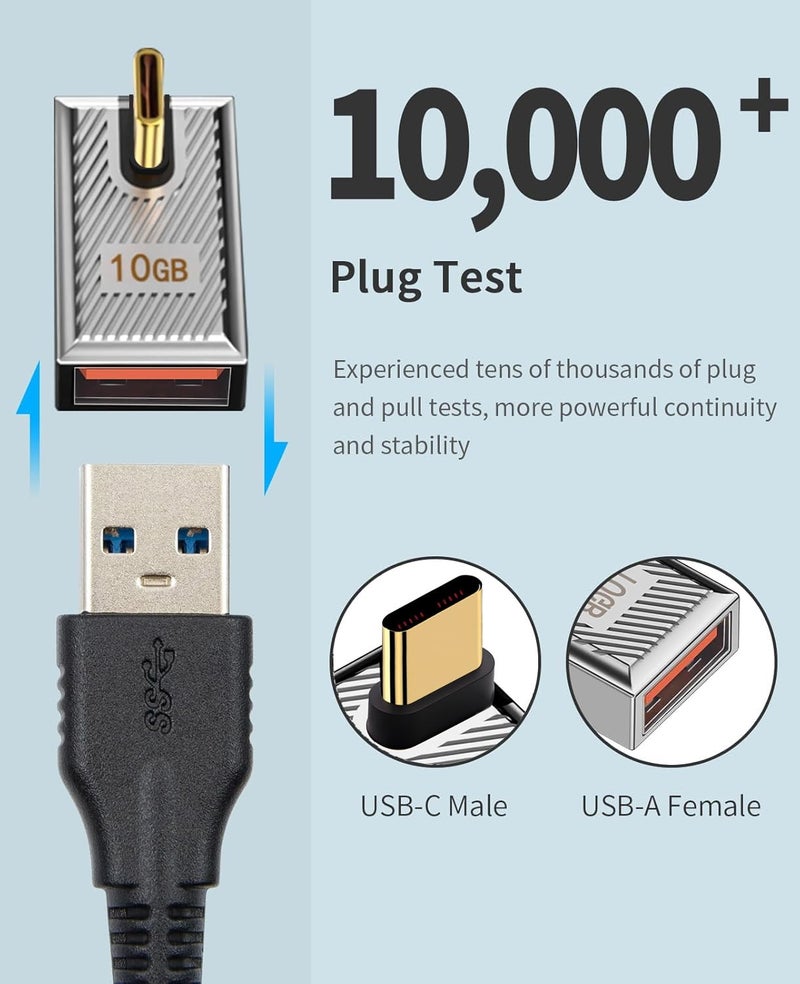 Duttek Right Angle USB C to USB A Adapter 120W 10Gbps, 90 Degree USB A to C Adapter, Type C Female to Type A Male Converter Fast Charging Compatible with MacBook, Tablet, Samsung Galaxy 2 Pack - Image 5