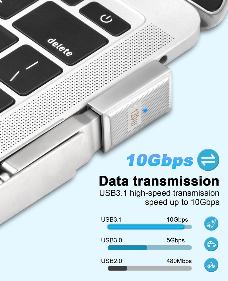 Duttek Right Angle USB C to USB A Adapter 120W 10Gbps, 90 Degree USB A to C Adapter, Type C Female to Type A Male Converter Fast Charging Compatible with MacBook, Tablet, Samsung Galaxy 2 Pack - Image 3