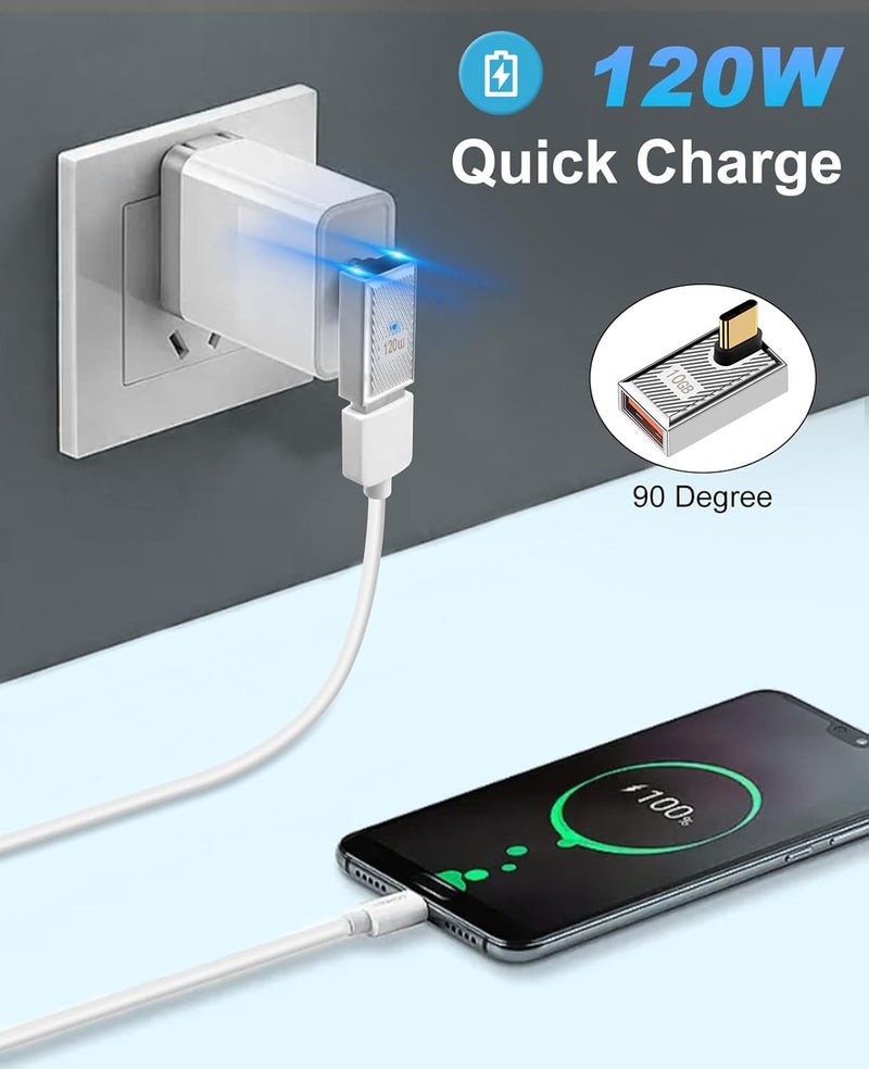 Duttek Right Angle USB C to USB A Adapter 120W 10Gbps, 90 Degree USB A to C Adapter, Type C Female to Type A Male Converter Fast Charging Compatible with MacBook, Tablet, Samsung Galaxy 2 Pack - Image 2