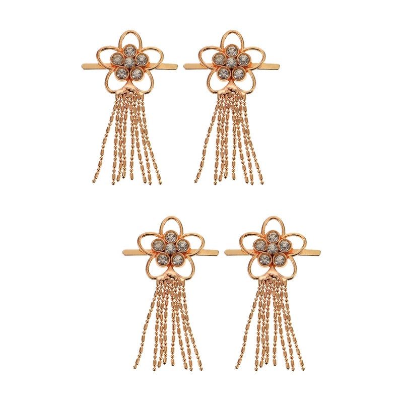 2 Pairs Metal Tassel With Rhinestones Decor Cloth Tassel Ornament Shoe Tassel Decoration - Image 1