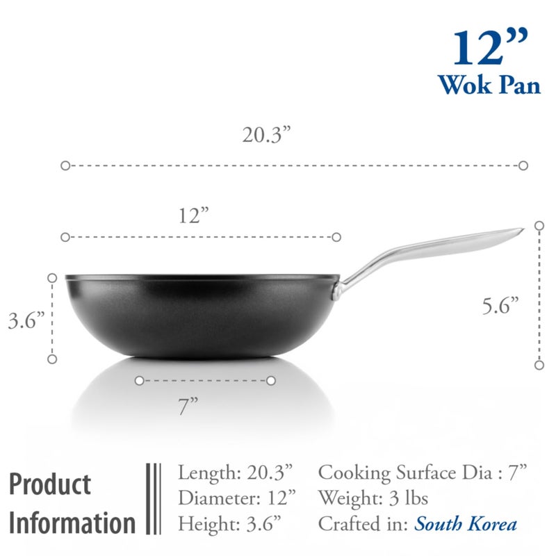 TECHEF - Onyx Collection, 12-Inch Nonstick Flat Bottom Wok/Stir-Fry Pan - PFOA Free, Dishwasher and Oven Safe, Made in Korea - Image 5