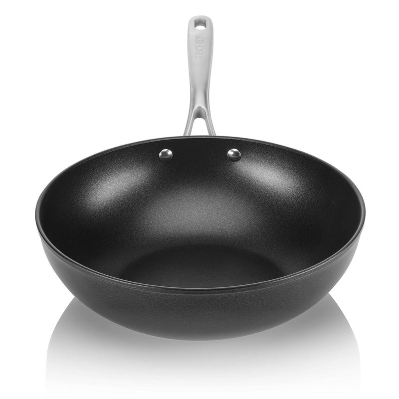 TECHEF - Onyx Collection, 12-Inch Nonstick Flat Bottom Wok/Stir-Fry Pan - PFOA Free, Dishwasher and Oven Safe, Made in Korea - Image 1