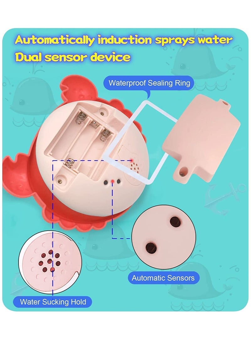 Y&D Bath Toys for Toddlers Spray Water Baby Toy Light Up Sprinkler Bathtub Swimming Pool Bathroom Shower Infant Kids Boys Girls Age 3 4 5 6 Years Old Crab Red - Image 5
