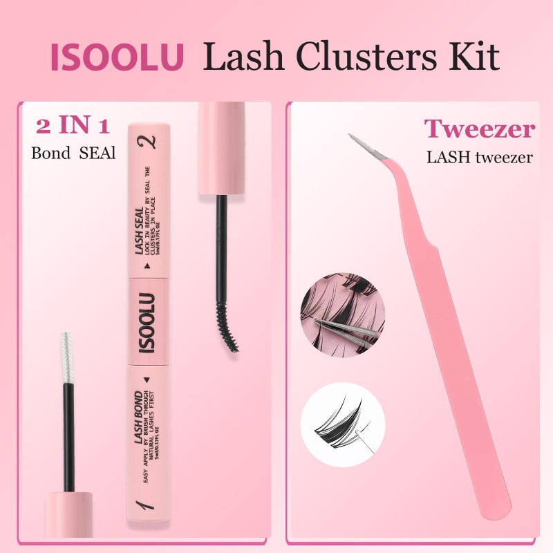 ISOOLU Lash Clusters Manga Individual Lashes C Curl Wispy Eyelash Clusters WideSpan Eyelash Extension Kit with Lash Bond and Seal Wet-Look Spiky Cluster Lashes (Aestheticâ€Œ Kit) - Image 4