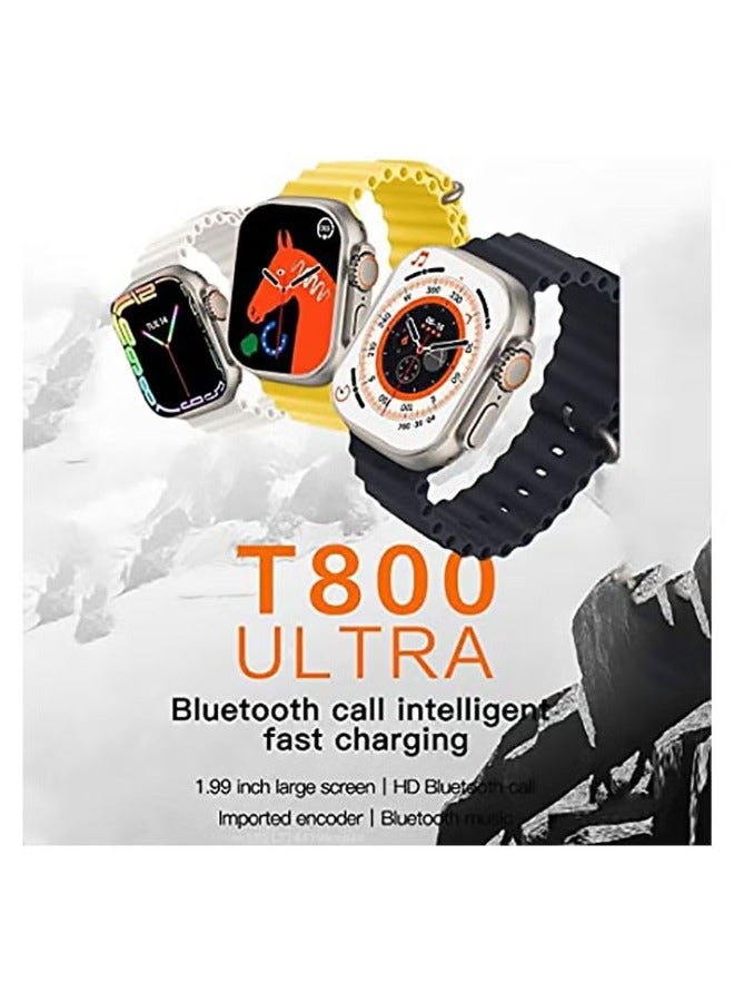 SmartWatch Ultra T800 MultiFunctional Wireless Charging Super Fast Latest Smart Watch With Ocean Band Black