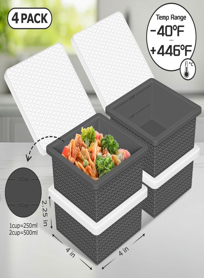 Doasuwish Silicone Freezer Tray with Lid-Stackable Soup Freezer Container Molds,2-Cup Ice Cube Trays for Perfect Portion Control,Food Storage & Meal Prep,Oven & Dishwasher Safe-4 Pack - Image 2