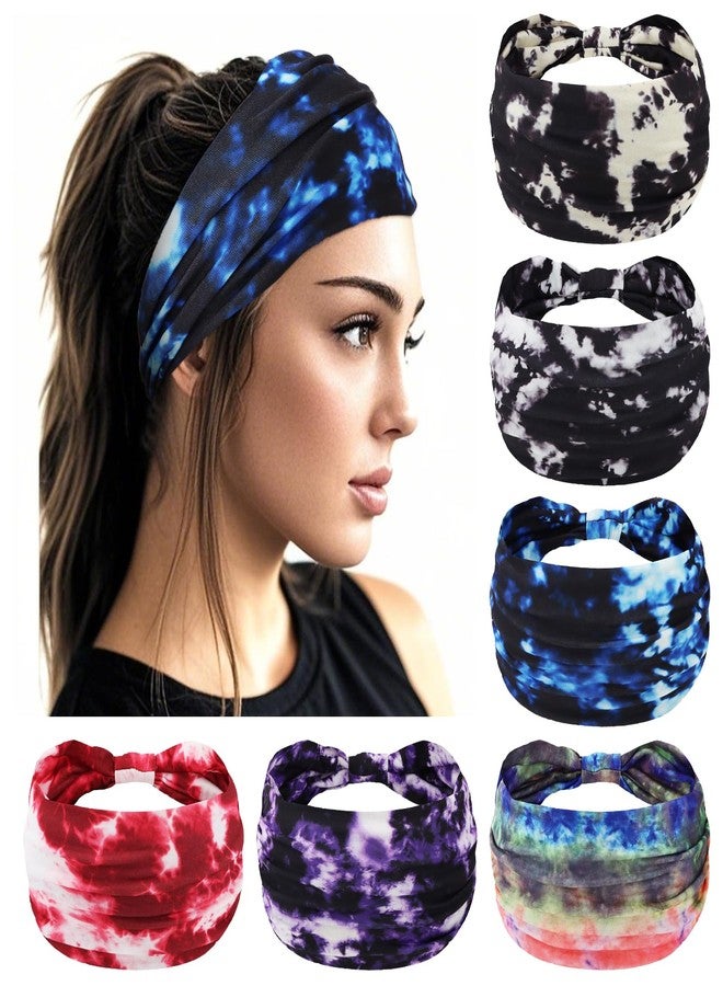 YARIEW Boho Headbands for Women Wide Bandana Headbands Stretch Knotted Headband Elastic Head Bands Women's Hair Band Non-Slip Yoga Workout Head Wrap Hair Accessories for Women - Image 1