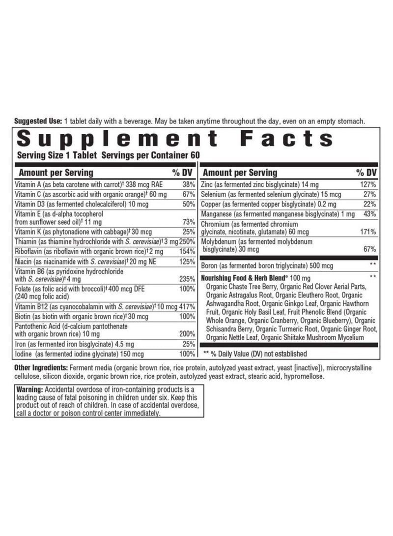 MegaFood WOMEN'S 40+ One Daily Multivitamin Immune Support†, Bone Health†, Energy Metabolism† Non GMO Project Verified Dietary Supplement 60 Tablets 60 Servings. - Image 2