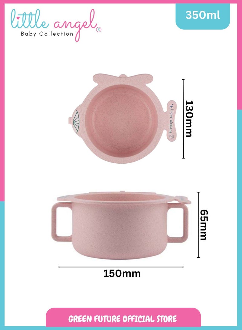 Little Angel Kids Bowls Feeding Bowl With Handle - Pink - Image 4