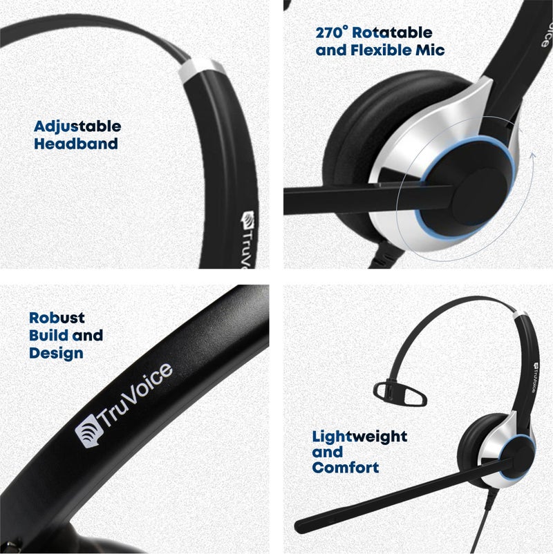 TruVoice HD-500 Premium Single Ear Headset with Noise Canceling Microphone and 2.5mm Cable for Cisco SPA303, SPA502g, SPA504g, SPA508g, SPA509g, SPA514g, SPA525g and Phones with a 2.5mm Jack Port - Image 5