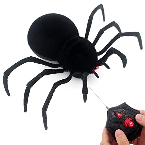 Tipmant RC Spider Remote Control Tarantula Realistic Animal Crawlers Scary Kids Halloween Christmas Prank Gag Toys Birthday Gifts Black Hair - Image 1