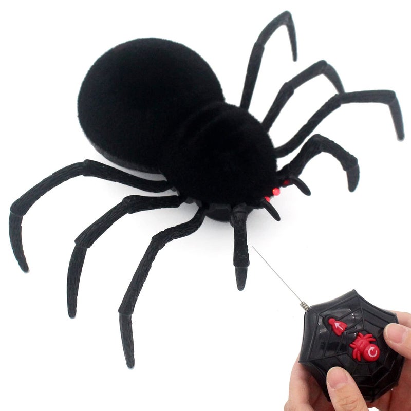 Tipmant RC Spider Remote Control Tarantula Realistic Animal Crawlers Scary Kids Halloween Christmas Prank Gag Toys Birthday Gifts Black Hair - Image 2