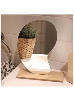 Cool Baby COOLBABY Acrylic Decorative Mirror Vanity Mirror Frameless, Decorative Desk Tabletop Acrylic Mirrors with Wooden Stand for Living Room, Bedroom, and Minimal Spaces Home Decor - Mango Shape  - Image 3