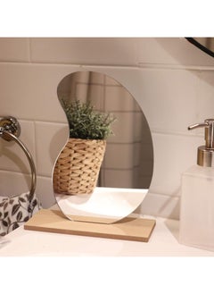 Cool Baby COOLBABY Acrylic Decorative Mirror Vanity Mirror Frameless, Decorative Desk Tabletop Acrylic Mirrors with Wooden Stand for Living Room, Bedroom, and Minimal Spaces Home Decor - Mango Shape  - Image 1
