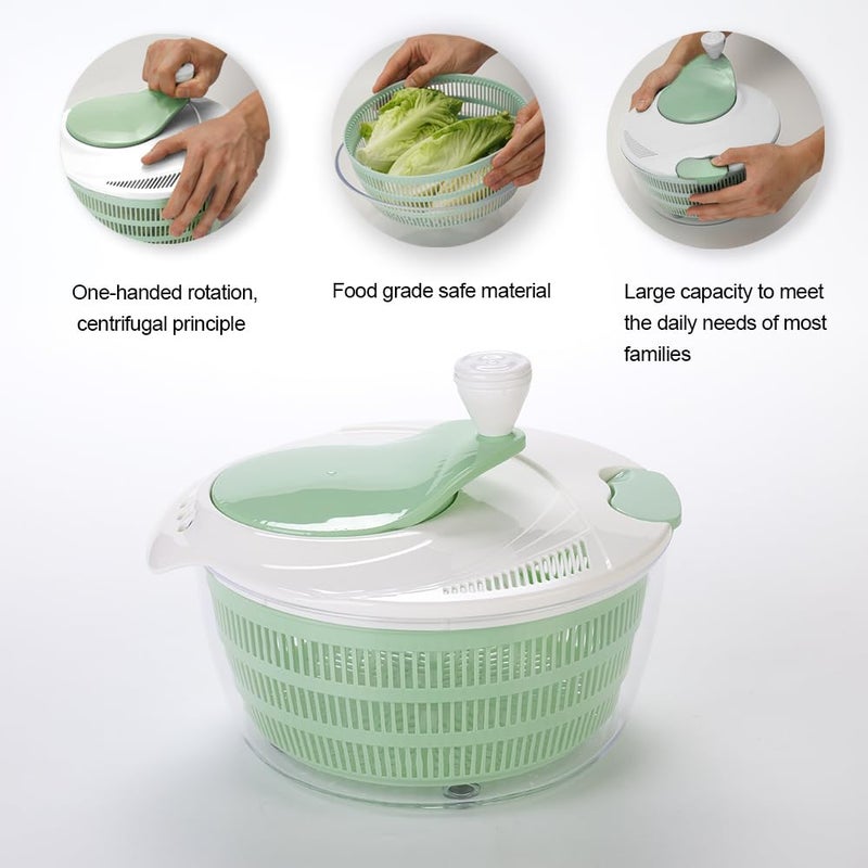 March 10th 4.2L Salad Spinner, Efficient Lettuce Spinner with Dual Drainage Holes for Quick Drying - Green Salad dryer for Washing, Spinning, and Draining Greens, Fruits, and Vegetables - Image 5
